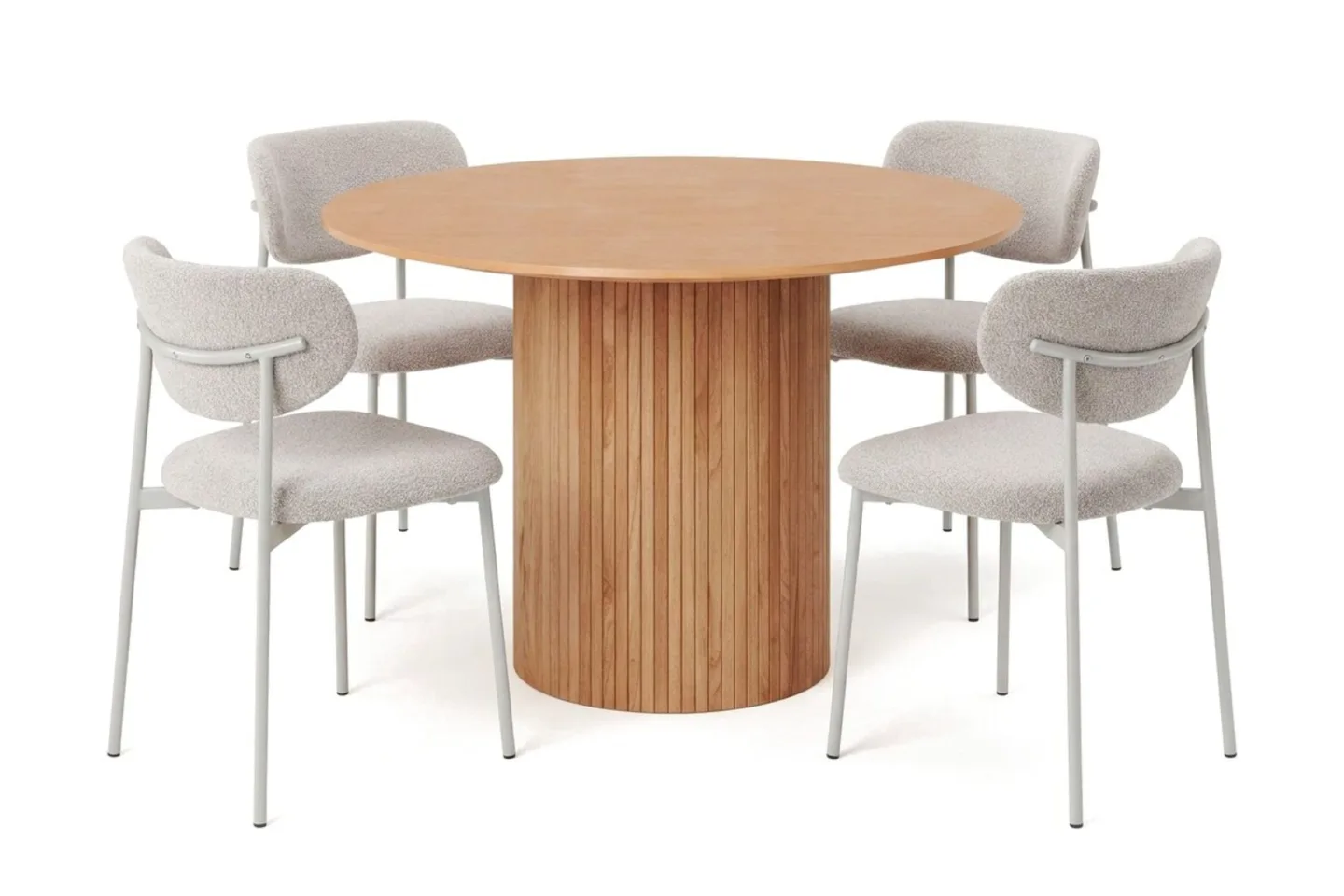 Kopparbo Matgrupp runt 110 cm med 4 Lucy Matstolar - Ek