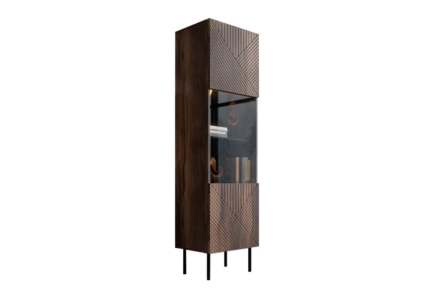 Juniskär Smalt Vitrinskåp 40 cm djup 51 cm bred 187 cm hög Trä Valnöt Glas - Valnöt