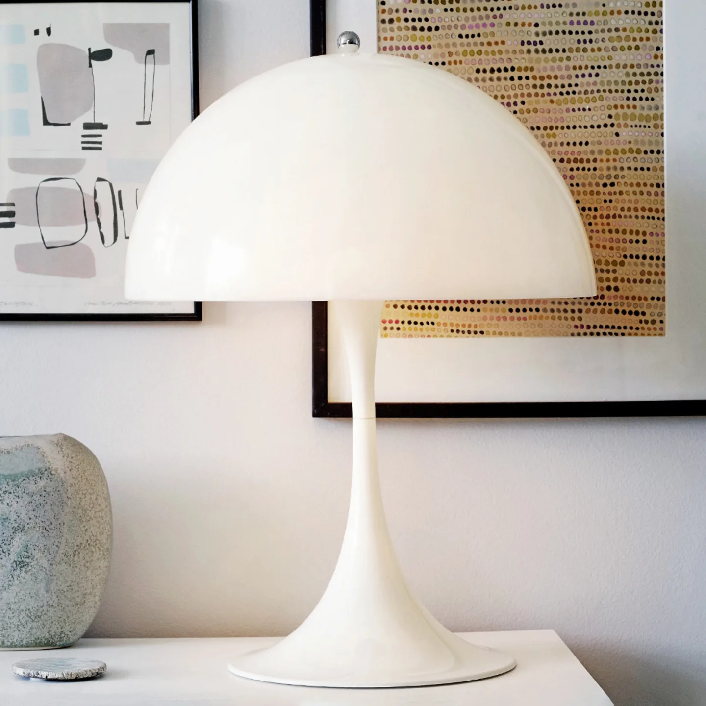 Panthella 400 Tischleuchte White Opal - Louis Poulsen - Wohnzimmer - Design - Kunststoff - Mit Schirm