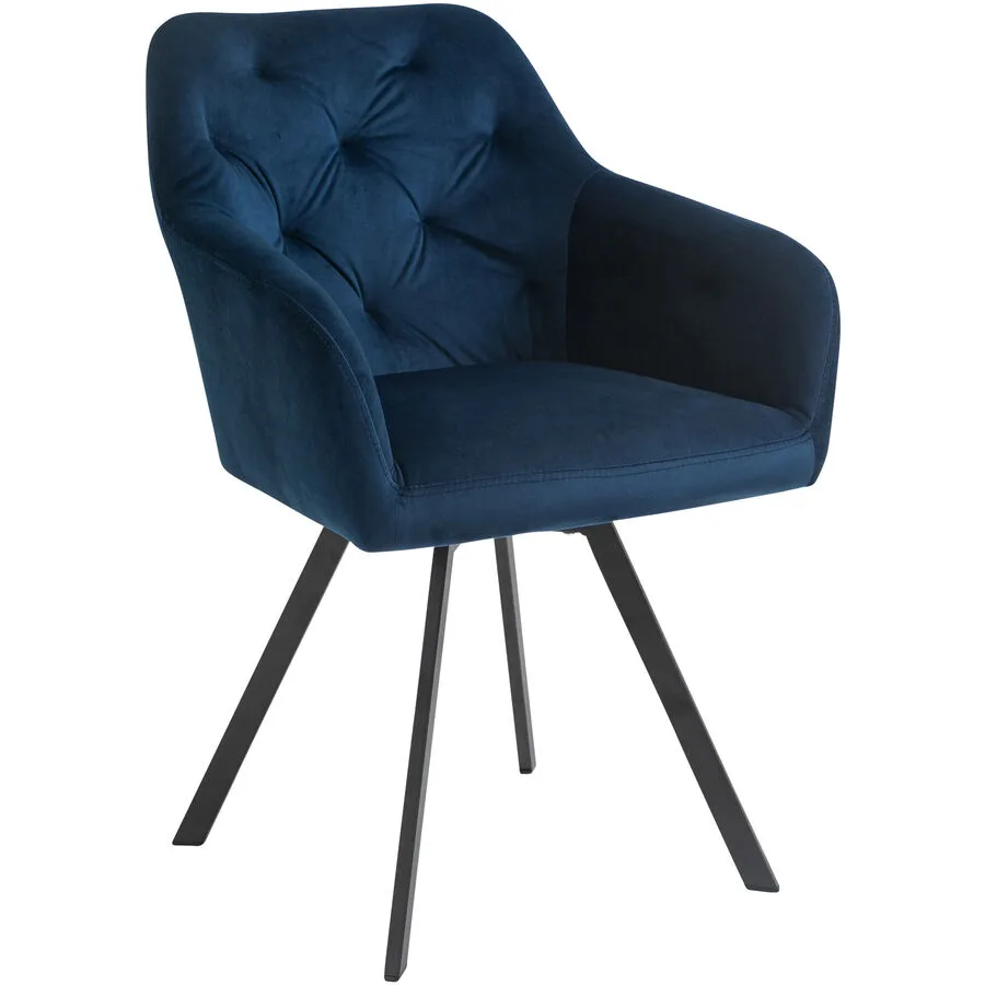 Stuhl Joris blau Samt/Polyester