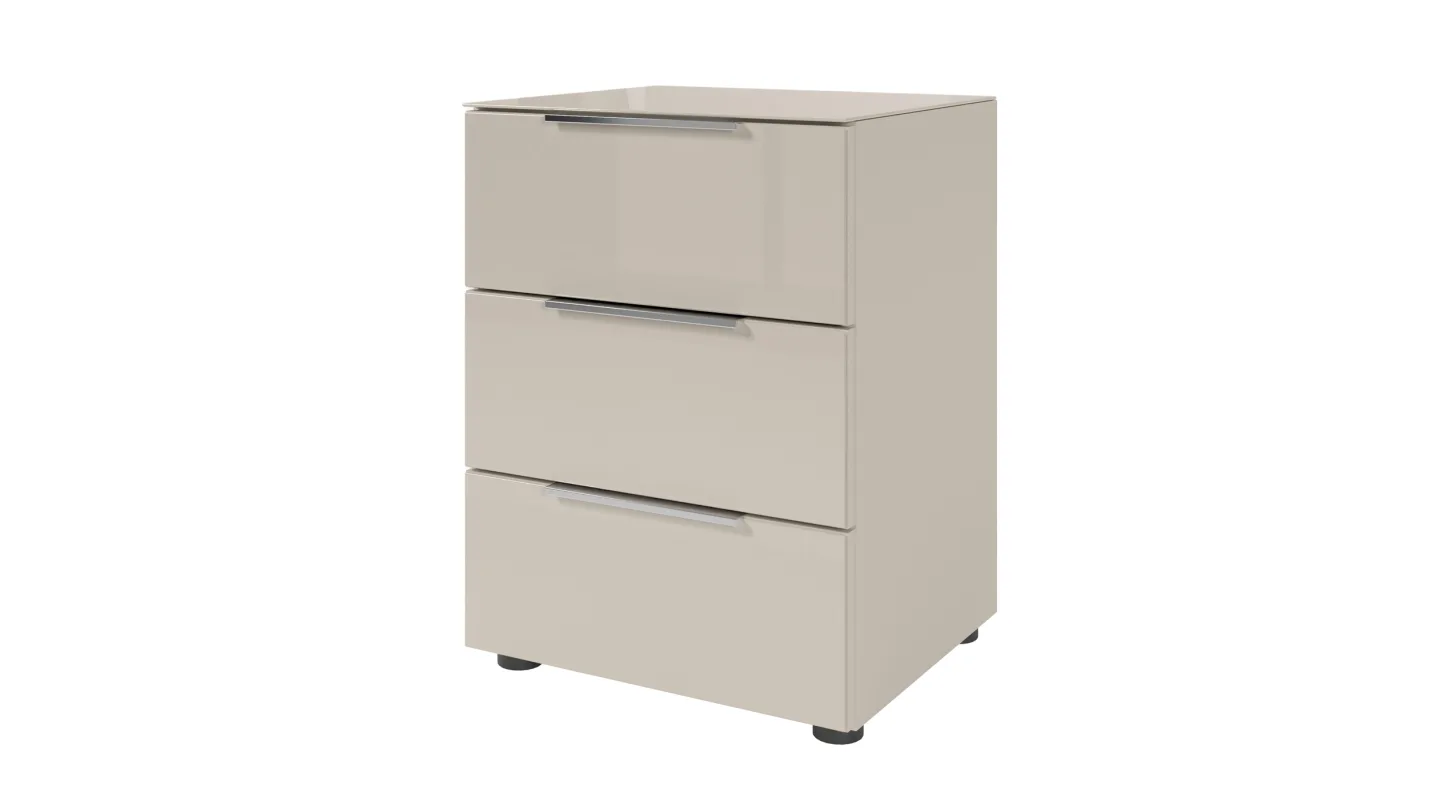 Nachttisch Beige-Kaschmir - Glas - 45 x 40 cm - SANTORIN