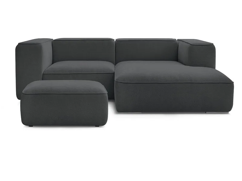 Ecksofa mit Hocker BOBOCHIC ZEPHYR Stoff mit Textur dunkelgrau