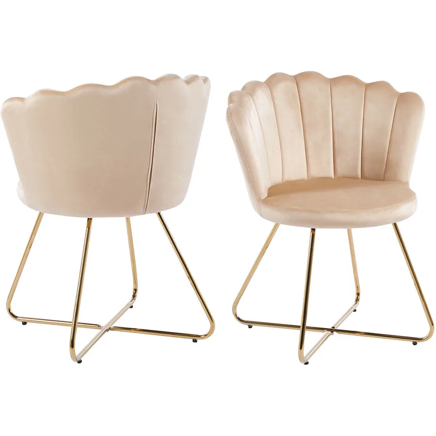 Stuhl 2er-Set Clam beige Samt