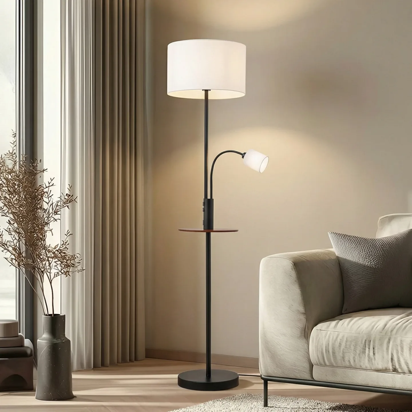 Aovan Golvlampa USB Black - Lindby - Vardagsrum - Modern - Metall - Med flera ljuskällor