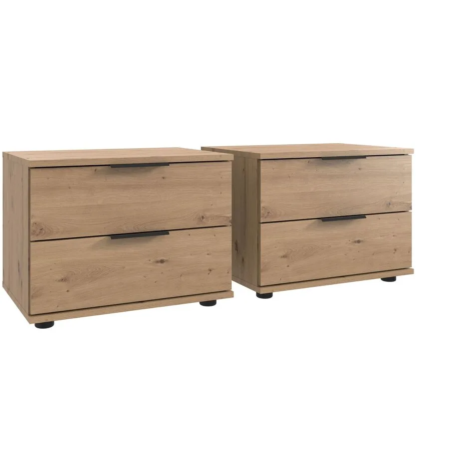 Nachttisch 2er-Set Metaa Eiche Nachbildung Holzwerkstoff B 104 H 40 cm