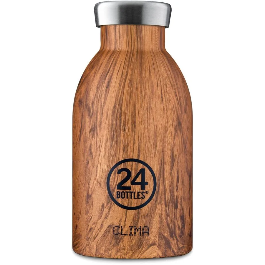 Thermosflasche 24 Bottles Sequoia Wood H 15 cm 330 ml