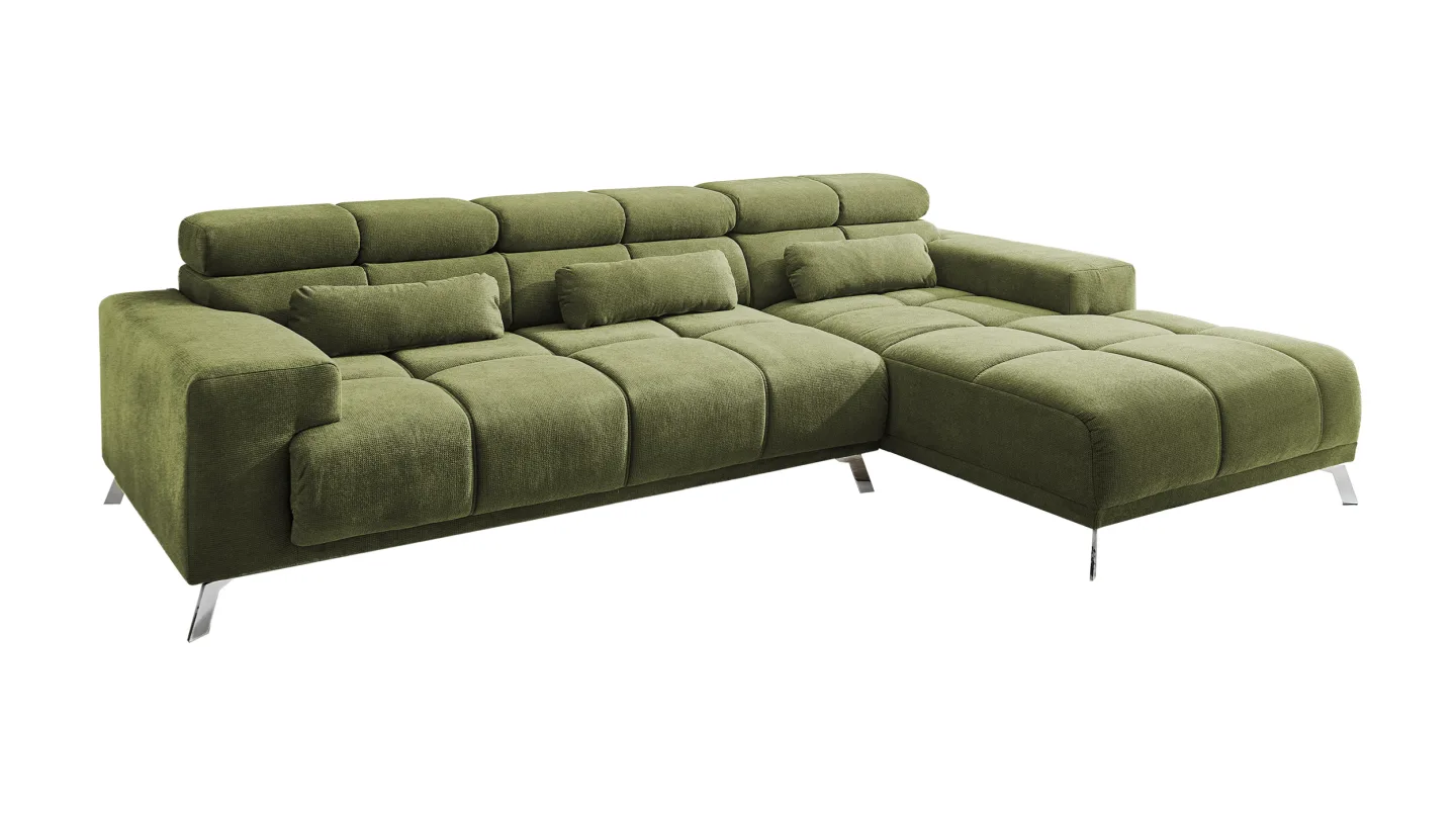 Ecksofa grün elektrisch ausfahrbar 285 cm - OT rechts - SPEED