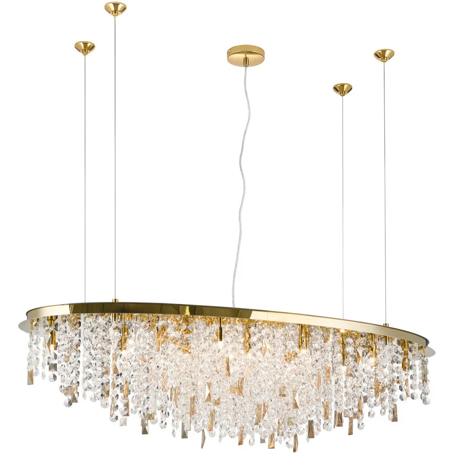Briamond Pendellampe Crystalriver Gold/Transparent Stahl/Kristall 120 cm 31 cm