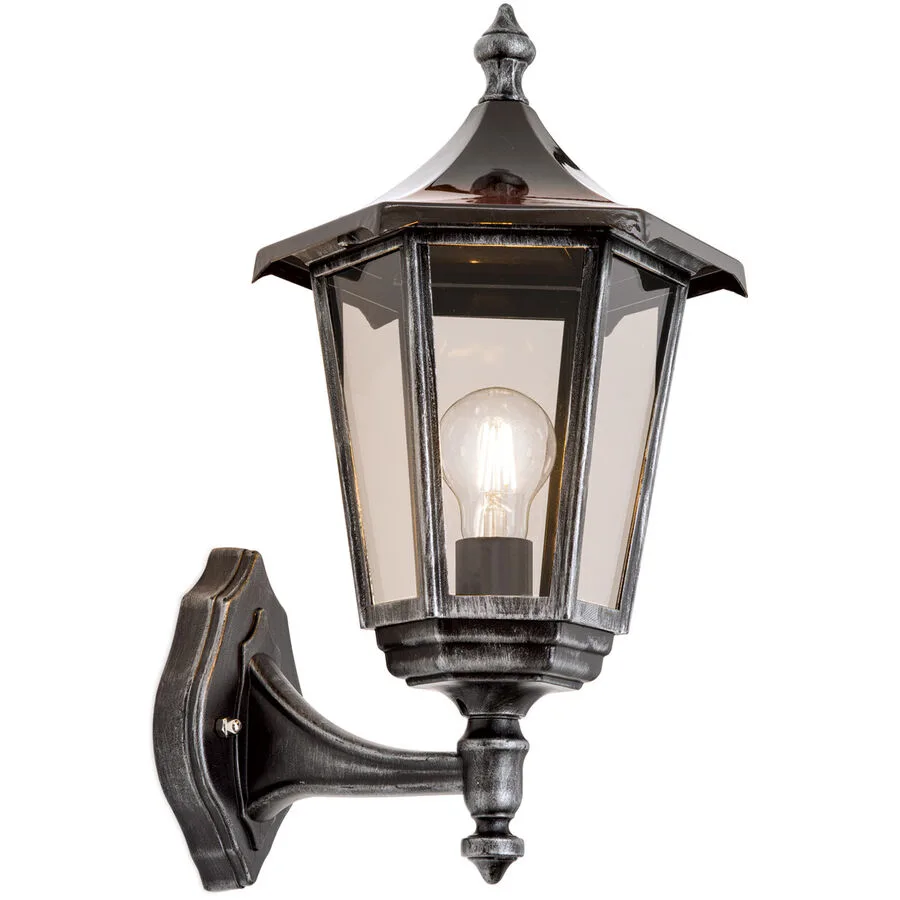 Wandlampe aussen Hermine Schwarz/Silber 30 cm - Material: Siluminguss