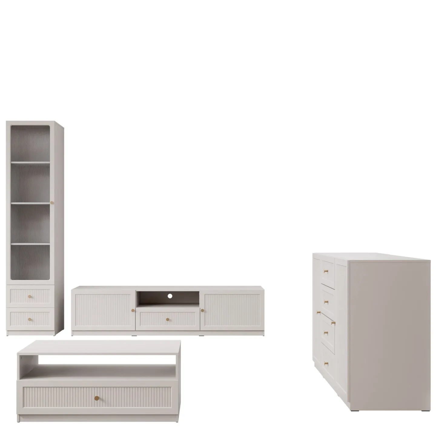 Fayric Möbelset För Vardagsrum - Beige