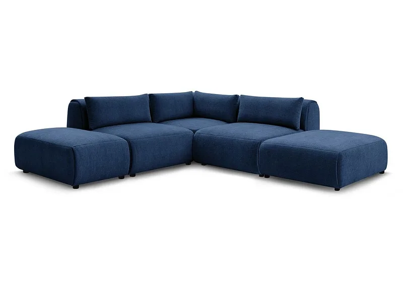 Ecksofa BOBOCHIC JEANNE Stoff mit Textur dunkelblau