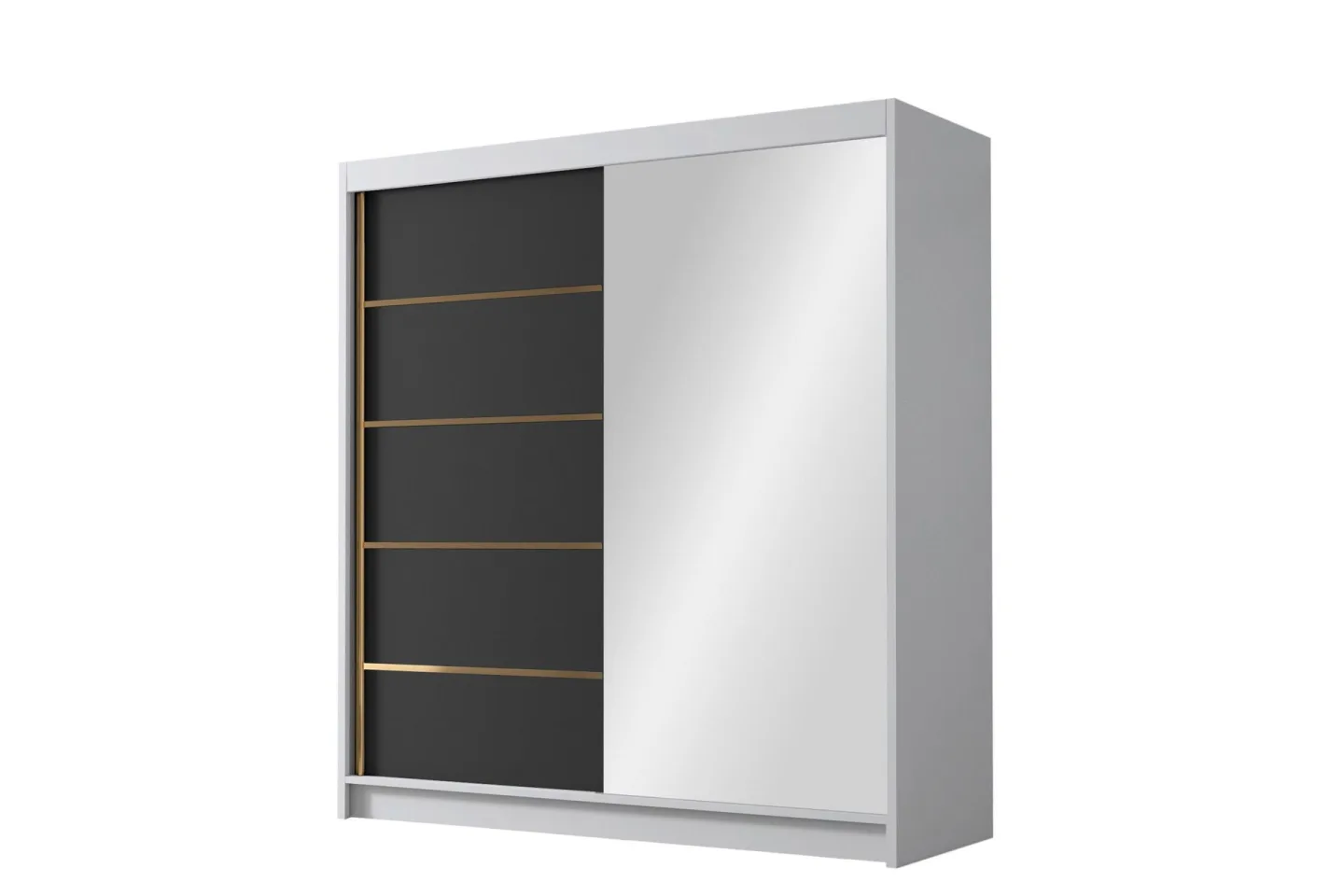 Chavez Garderob med Spegel 180x215 cm - Svart/Vit