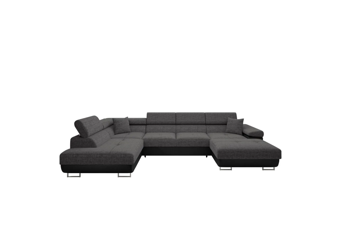 Gabina Soffa med Divan och Schäslong 4-sits - Svart/Grå