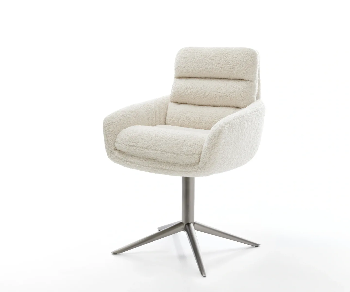 Drehstuhl Abelia-Flex mit Armlehnen Teddystoff Beige Fußkreuz Graphit 360° drehbar Wippfunktion