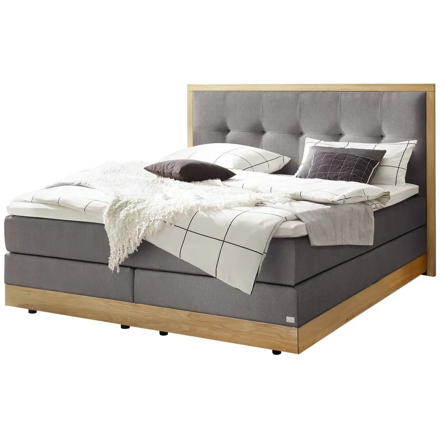 Hasena Boxspringbett Alba grey Stoff 180 x 200 cm