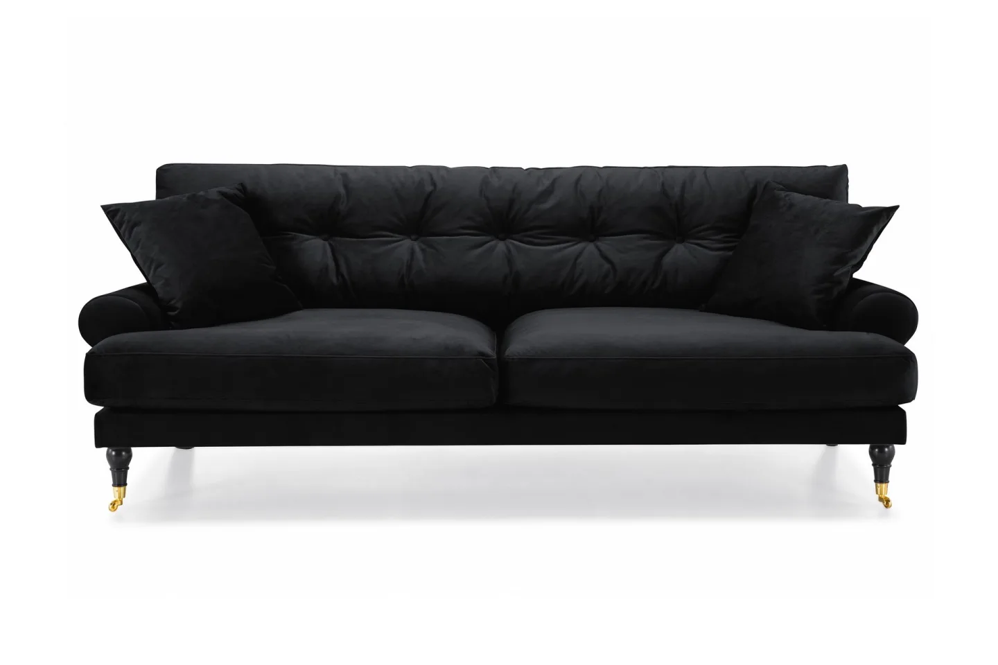 Andrew 3-sits Sammetssoffa - Svart