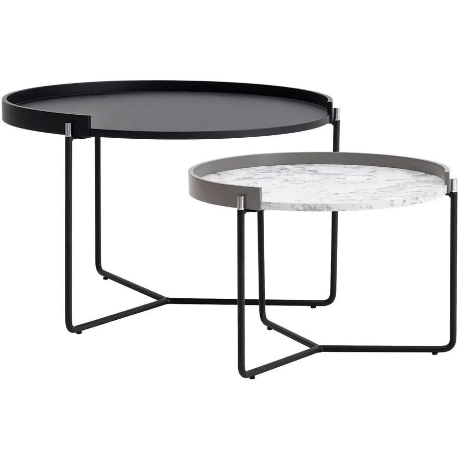 Beistelltisch 2er-Set Yasam anthrazit Holzwerkstoff B 80 H 51 cm