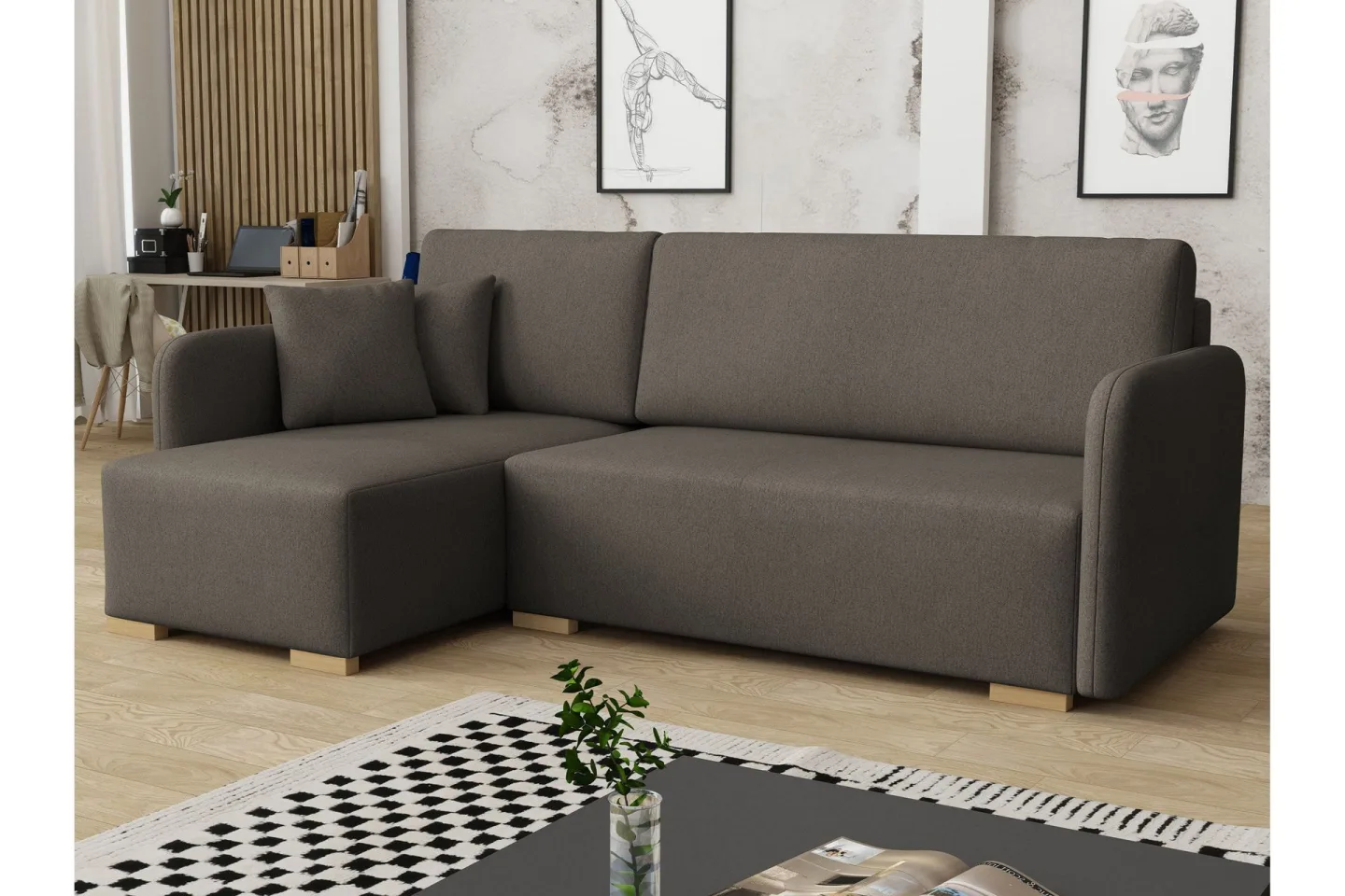 Amelus Bäddsoffa m. Divan 4-sits - Brun