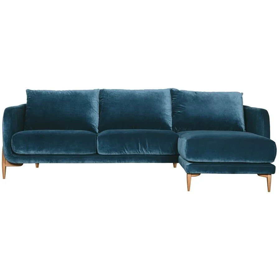Ecksofa Leya Links Velourstoff Marine Blau B 167 T 92 cm