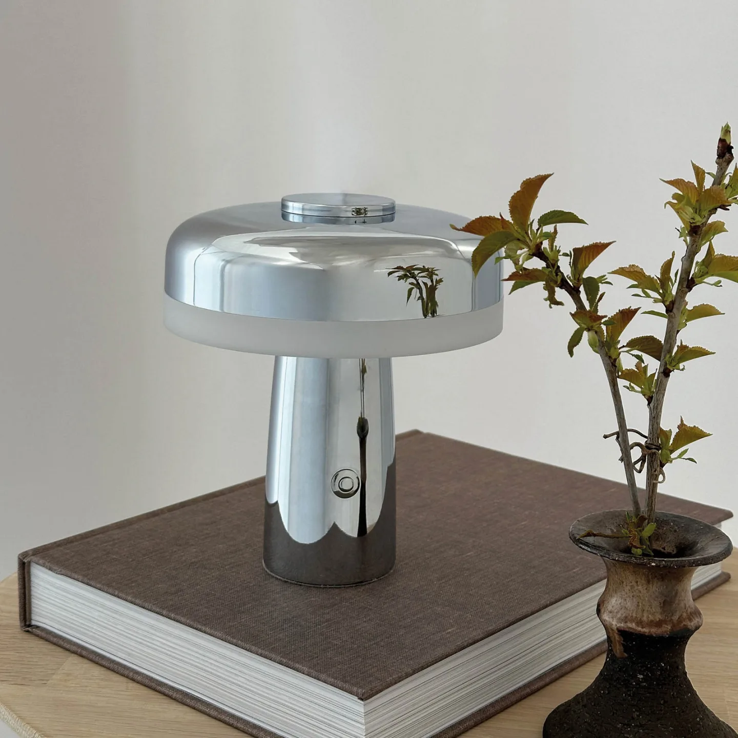 Porter LED Portable Tischleuchte Chrom - Dyberg Larsen - Wohnzimmer - Skandinavisch - Metall - Mit Schirm