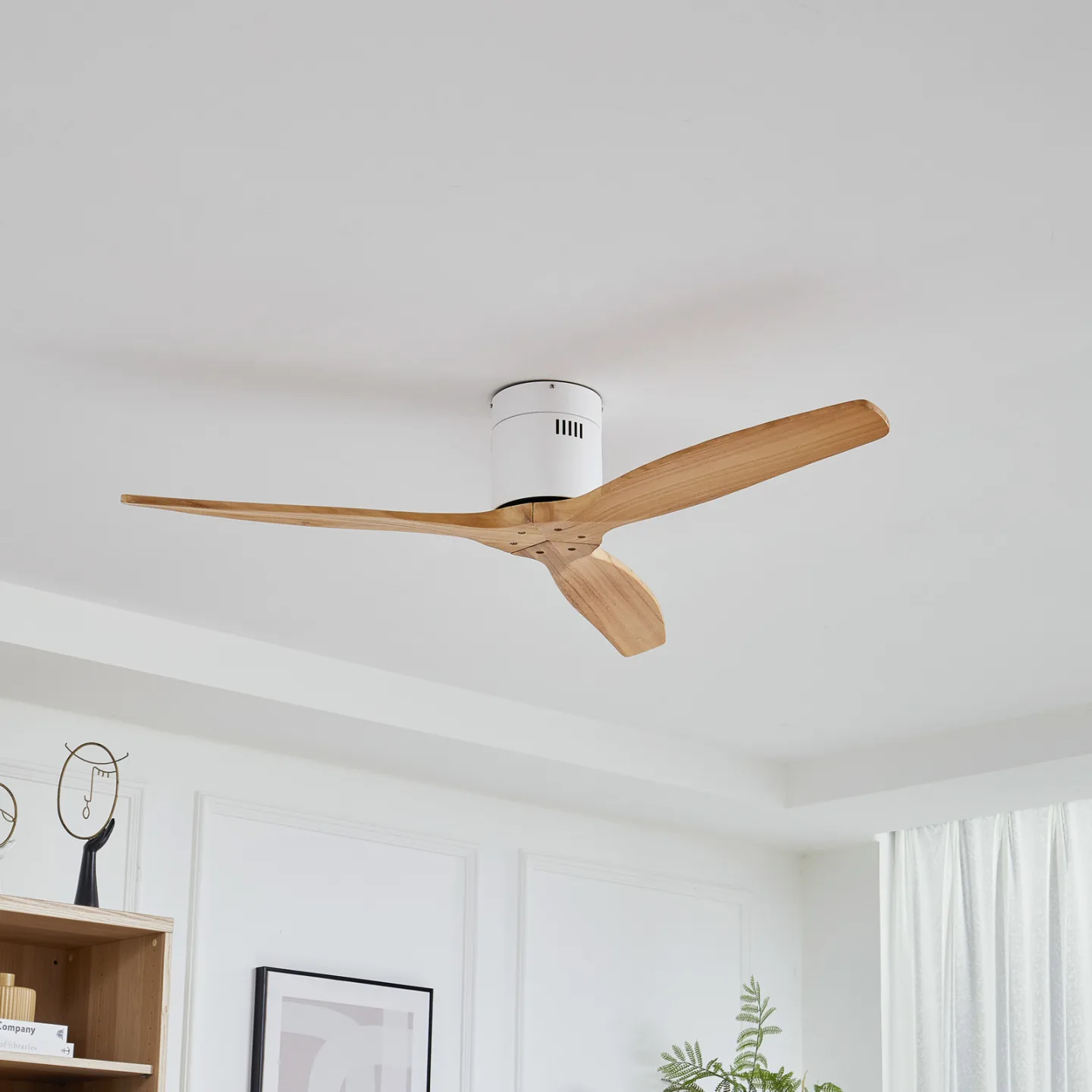 Vindur loftventilator, hvid, træ, DC, støjsvag – Lucande - Stue - Moderne - Metal