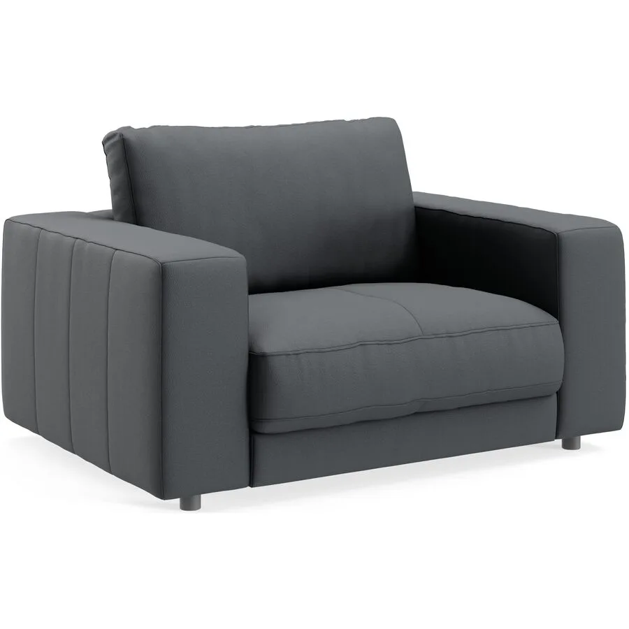 Sessel Ava navy Bezug: pigmentiertes Leder B 140 T 107 H 86 cm - Möbel Konfigurator: Traummöbel individuell zusammenstellen