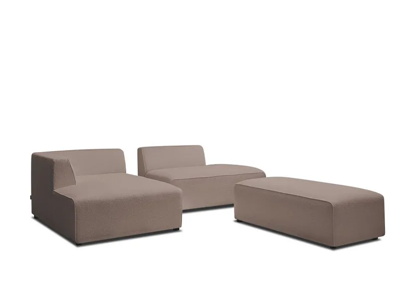 Ecksofa mit Hocker BOBOCHIC MEGEVE Boucle-Stoff rotbraun