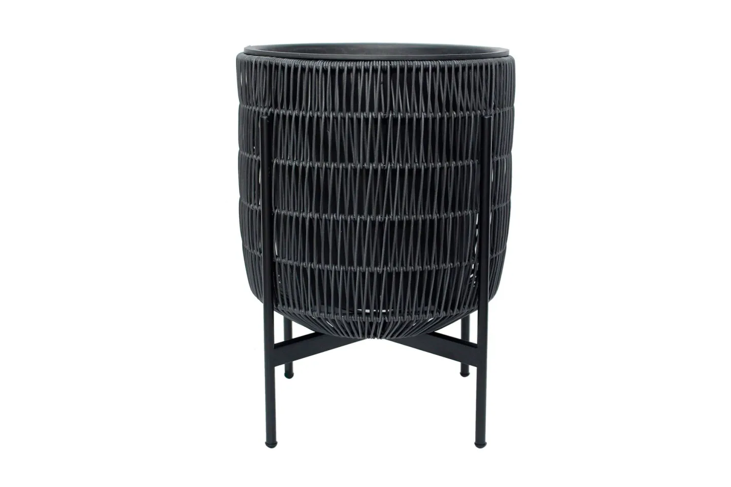 Wicker Blomkruka på stativ 30x30xH38 cm Svart -