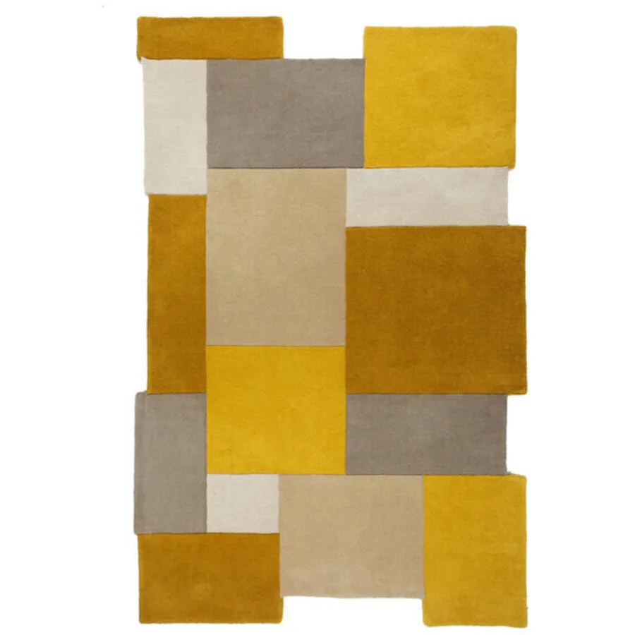Teppich Collie Gelb, Beige, Grau, Weiss Anderes Muster Wolle 240 x 150 cm