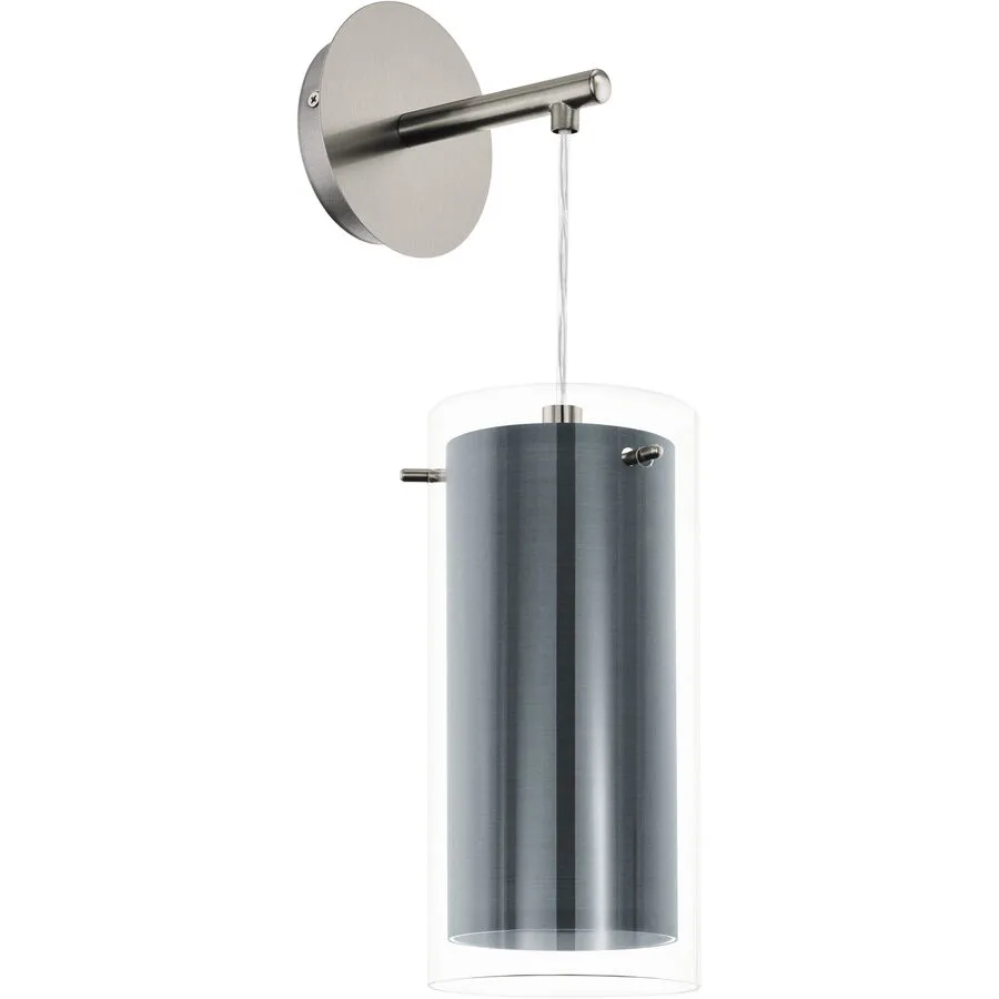 Eglo Wandlampe Pinto Textil Grau Stahl 44.5 cm - Farbe: Nickel matt