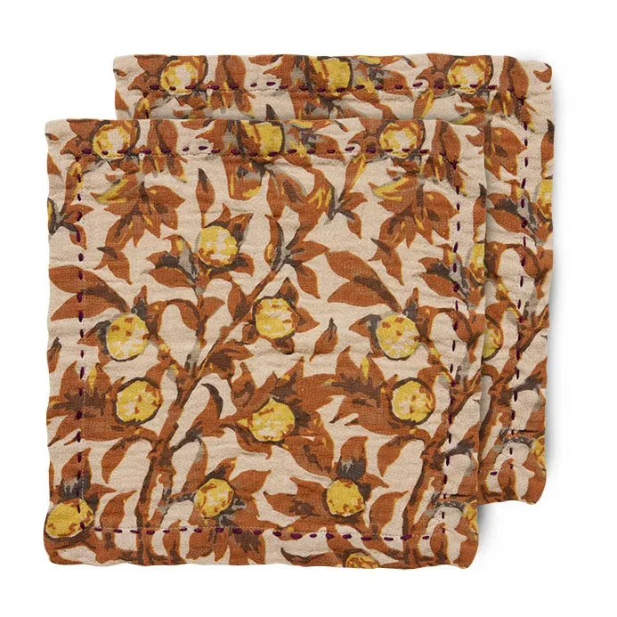 HKliving Mediterranean Baumwollserviette 30 x 30cm 2er Pack Tangerine