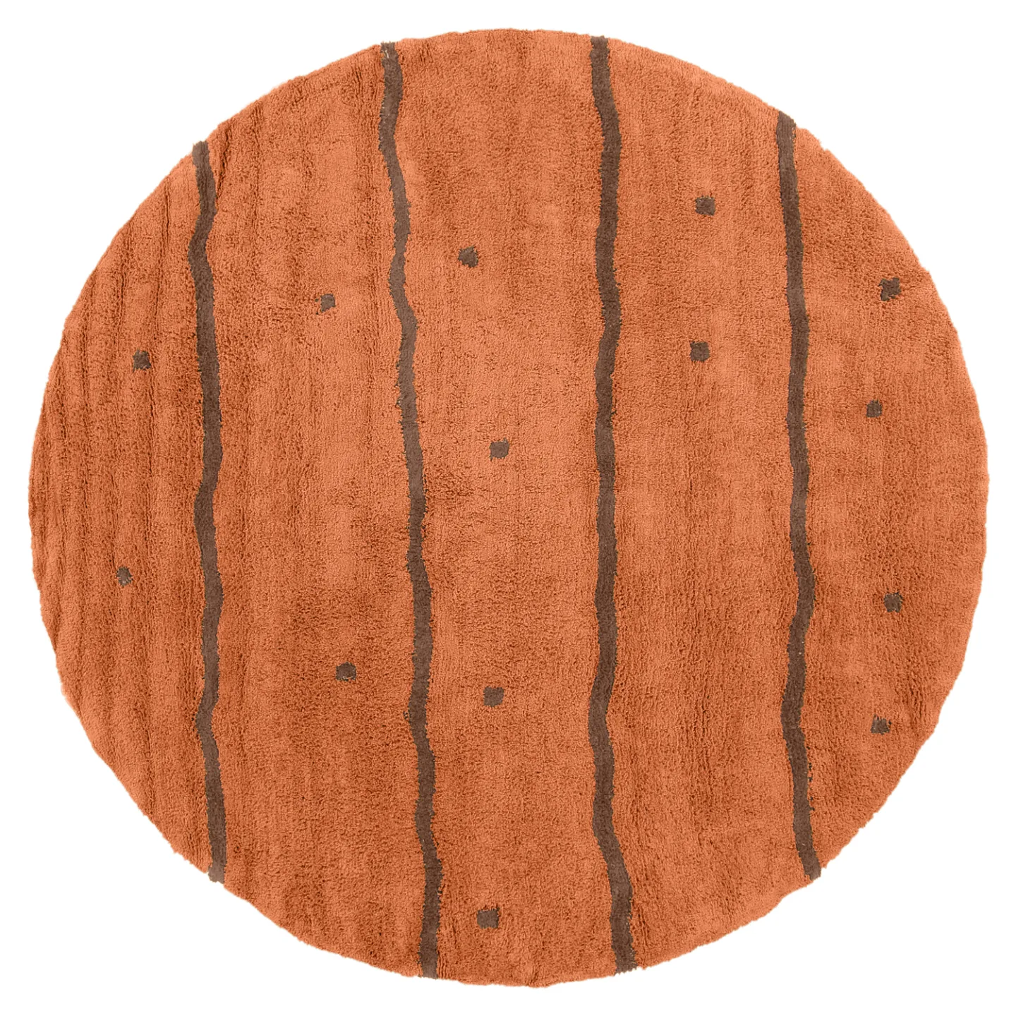 Rundt teppe - Leora Natural Cotton Shaggy (oransje/brun) (Størrelse: Ø 240 cm)