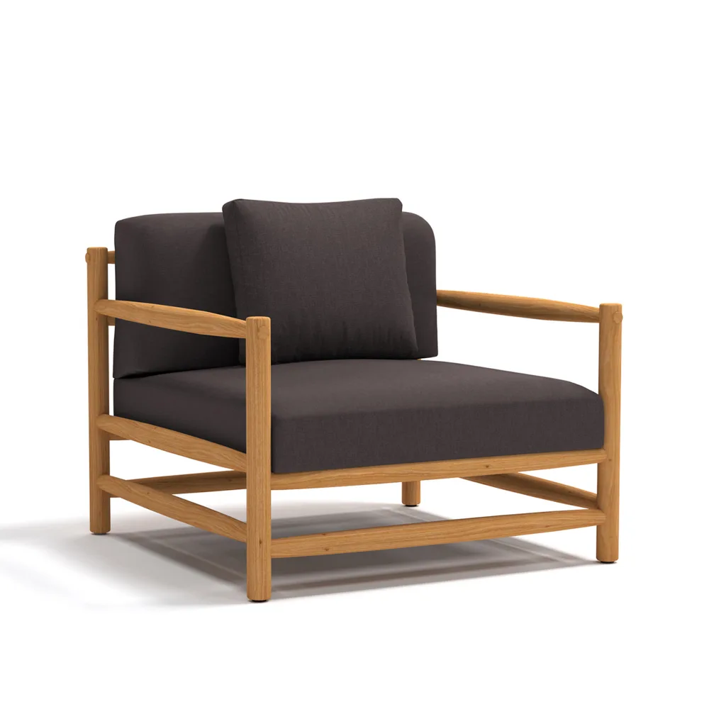Skargaarden - Saltholm Lounge Chair Teak, Cushion - Greyish Brown Southend - Fåtöljer utomhus - Studio Norrlandet - Brun