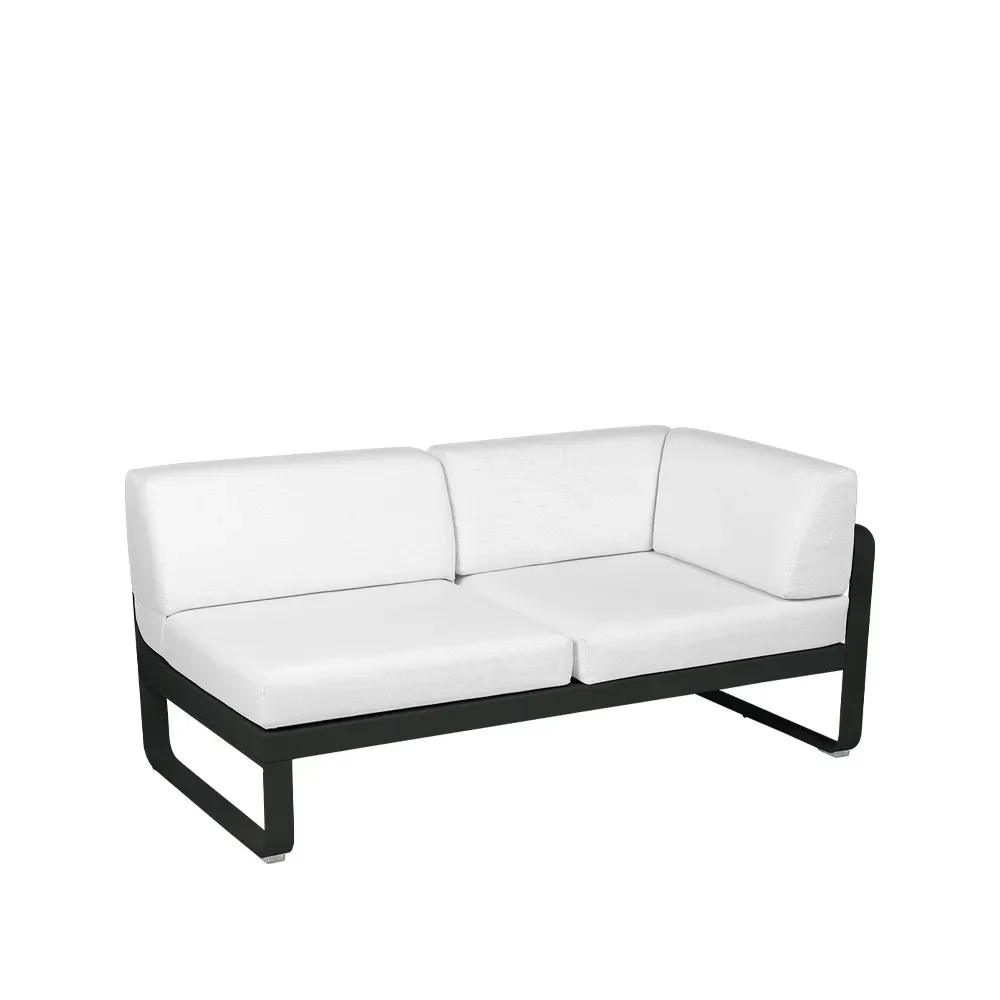 Fermob Bellevie Corner modulsoffa 2-sits Liquorice (svart), offwhite dyna, höger