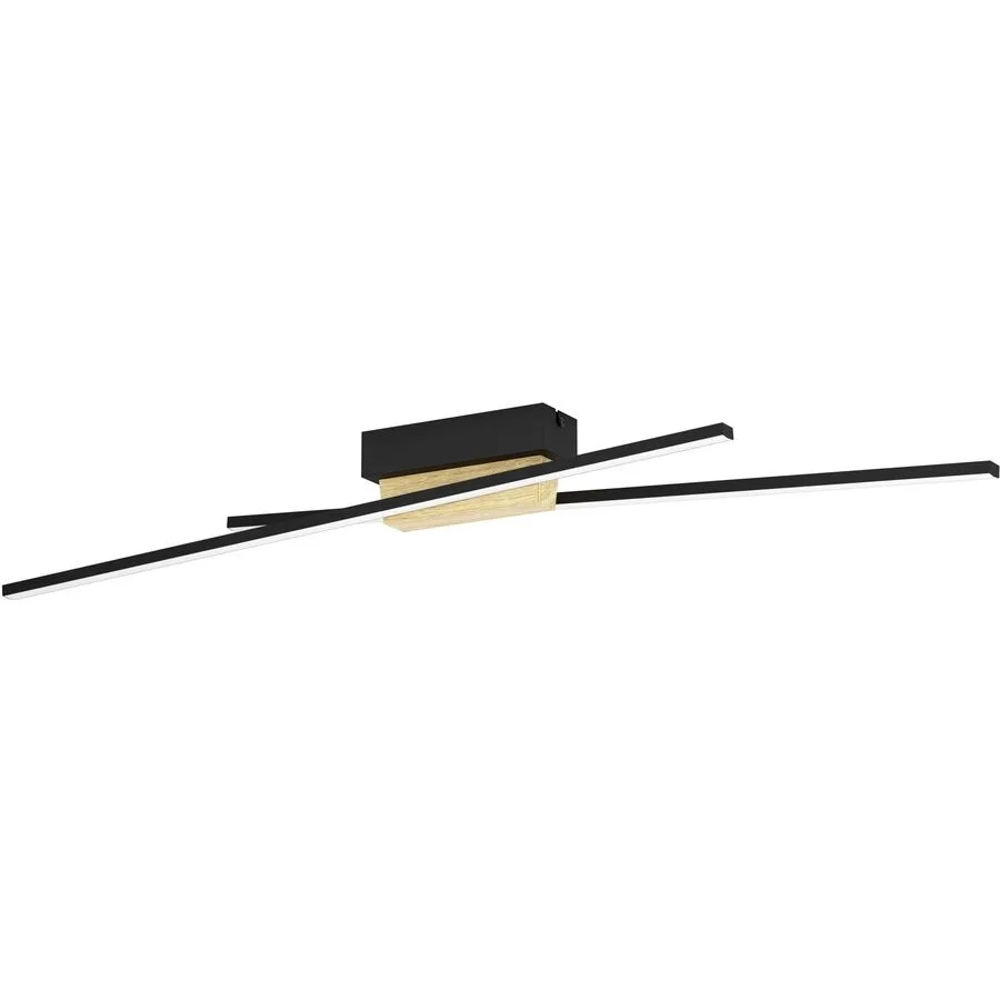 Eglo Deckenlampe Panagria Braun/Schwarz Aluminium/Holz/Stahl 7.5 cm 11 cm - LED - Lichtfarbe: Warmweiss - Material: Aluminium/Stahl/Holzwerkstoff -