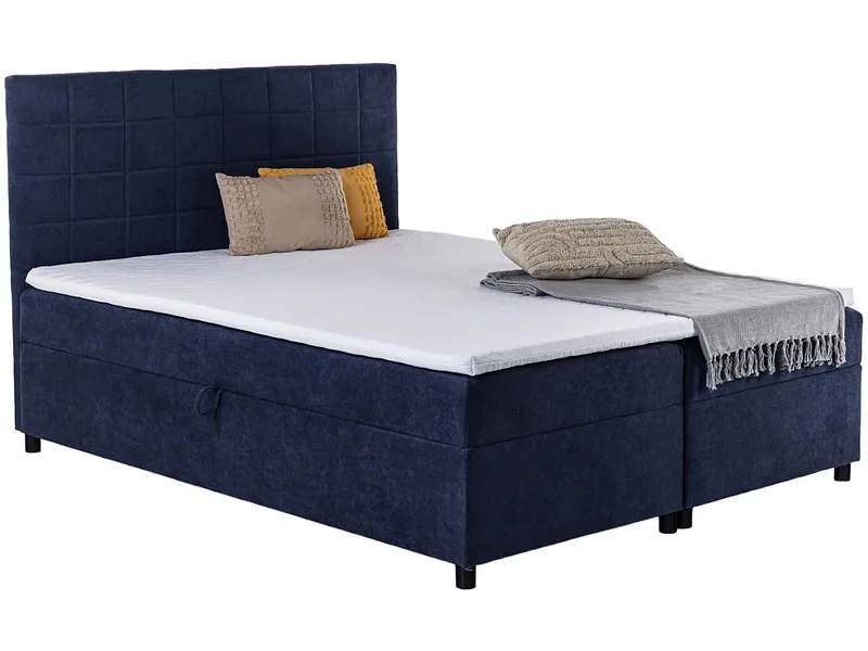 Boxspringbett OWEN dunkelblau 180x200cm halbfest