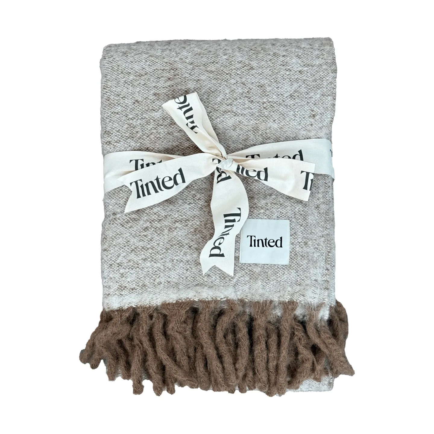 Tinted Fridh Mohairplaid Brown-off white, 130×170 cm