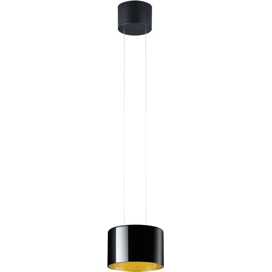Designer-Pendellampe Bankamp Grand Luce gold 1-flammig D 32 cm - Farbe: Blattgoldoptik mit schwarz abgesetzt - LED - Lichtfarbe: Extra warmweiss -