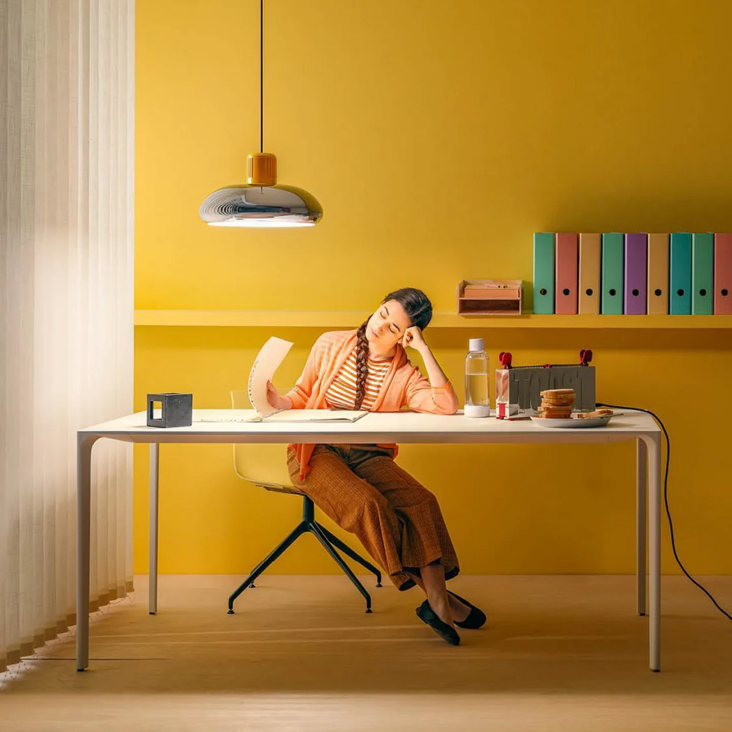Trepiù LED-Hängelampe, chrom/gelb, Ø 40 cm - Stilnovo - Wohnzimmer - Design - Aluminium - Einflammig