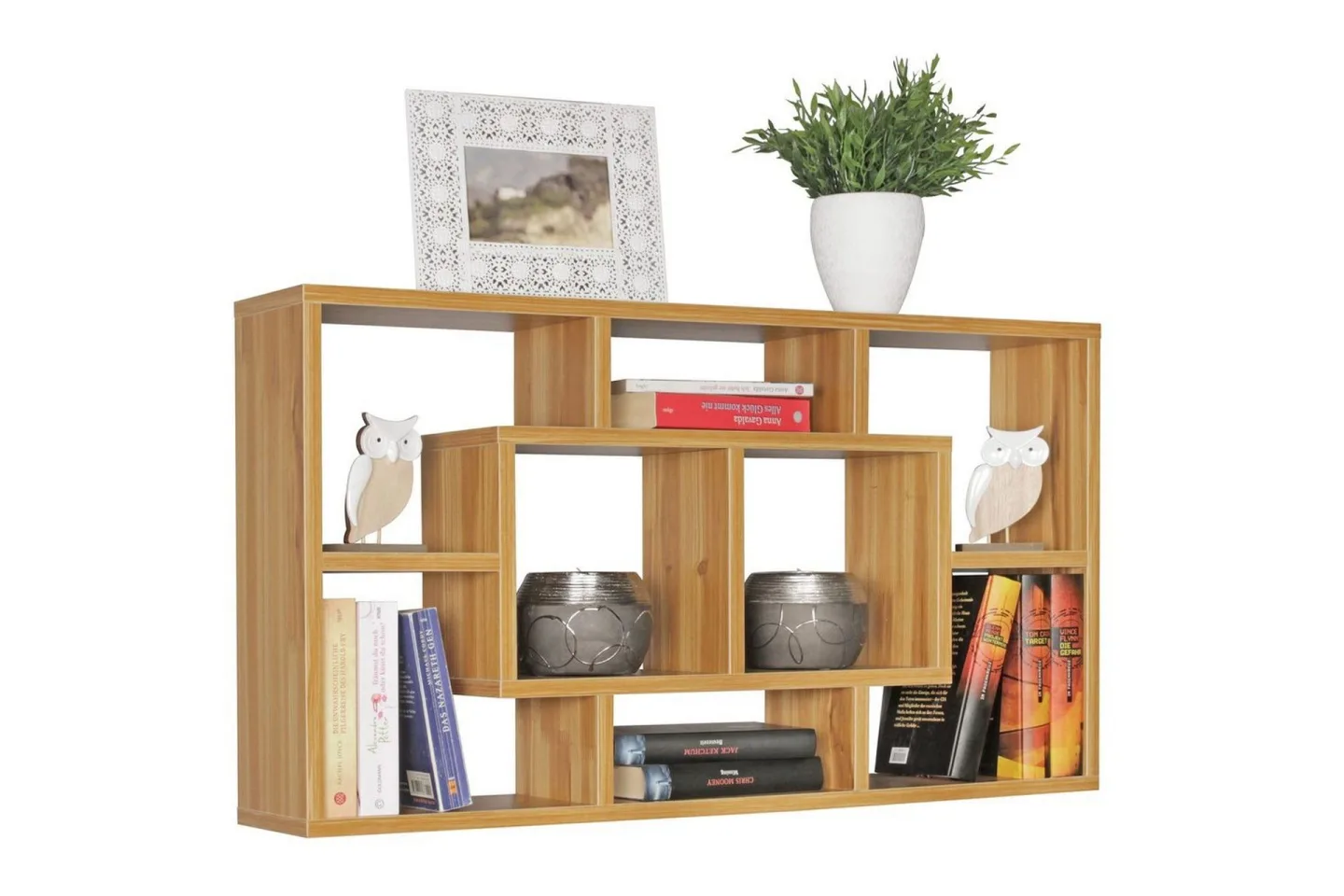 Vägghylla Wohnling PAOLA melaminbelagd MDF, förvaringshylla, väggmonterad, modern stil Bok - Bok