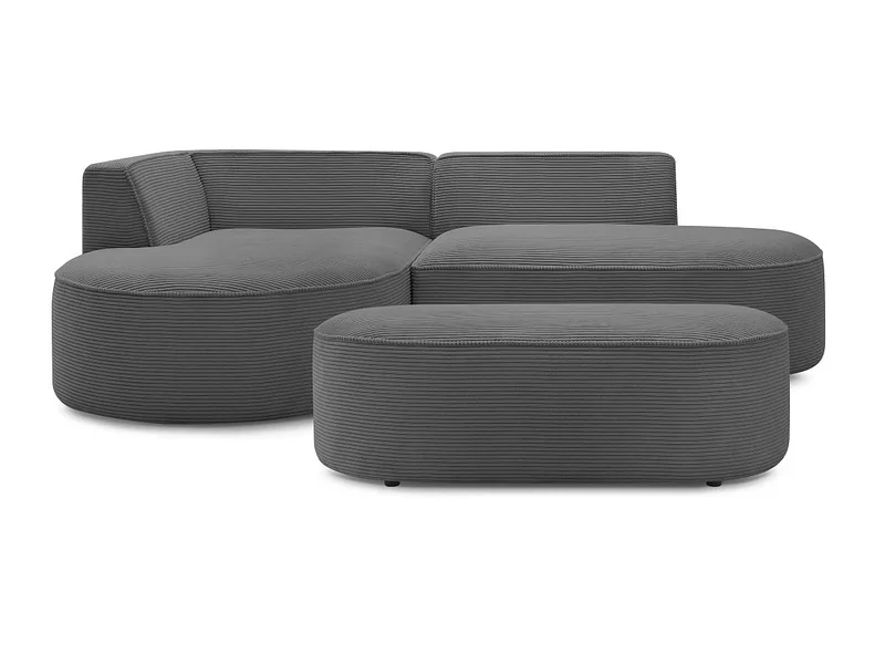 Ecksofa mit Hocker BOBOCHIC ROUSSEAU Cord-Stoff dunkelgrau