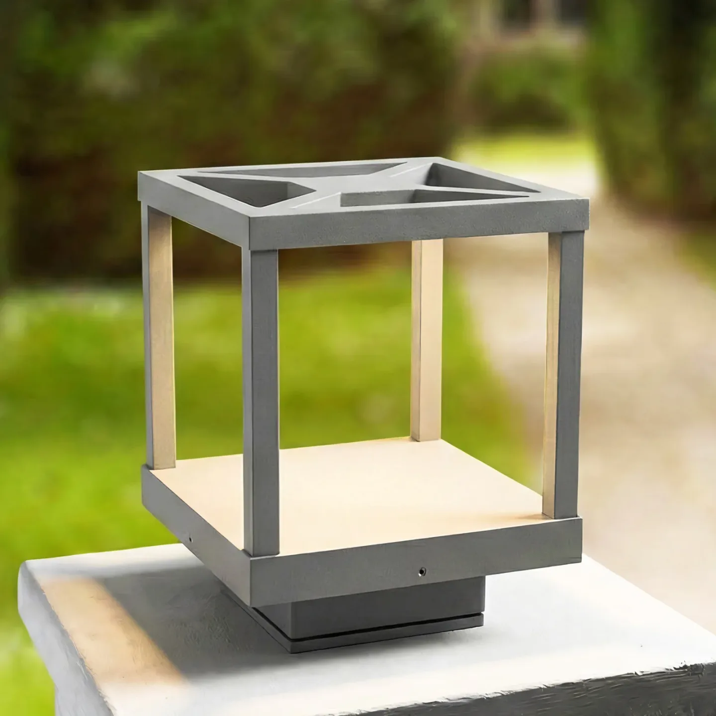 Lealan LED-Sockelleuchte, 23 cm, IP54, grau, Metall - Lucande - Terrasse - Modern - Aluminium - Eckig