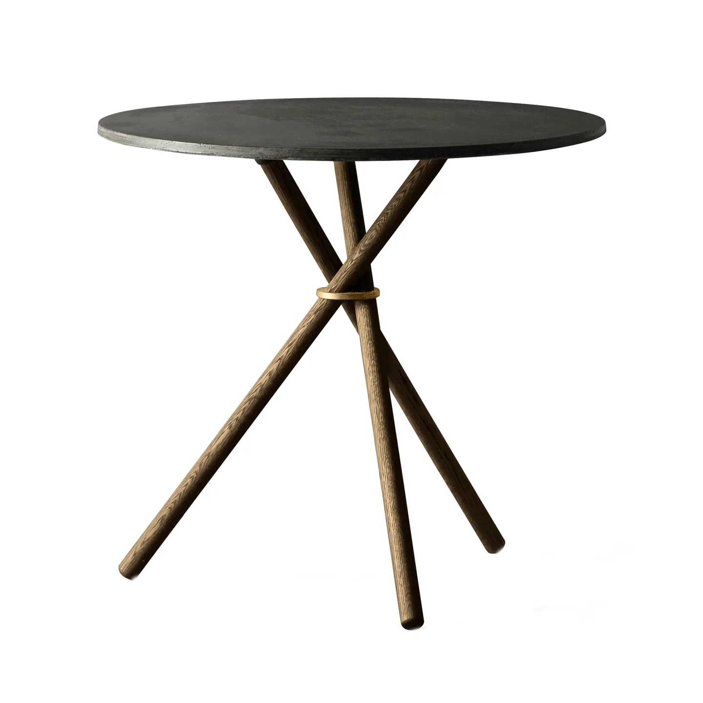 Eberhart Furniture - Aldric Café Table / Concrete Dark / Oak Dark / Brass - Matbord - Svart - Metall/Trä/Sten