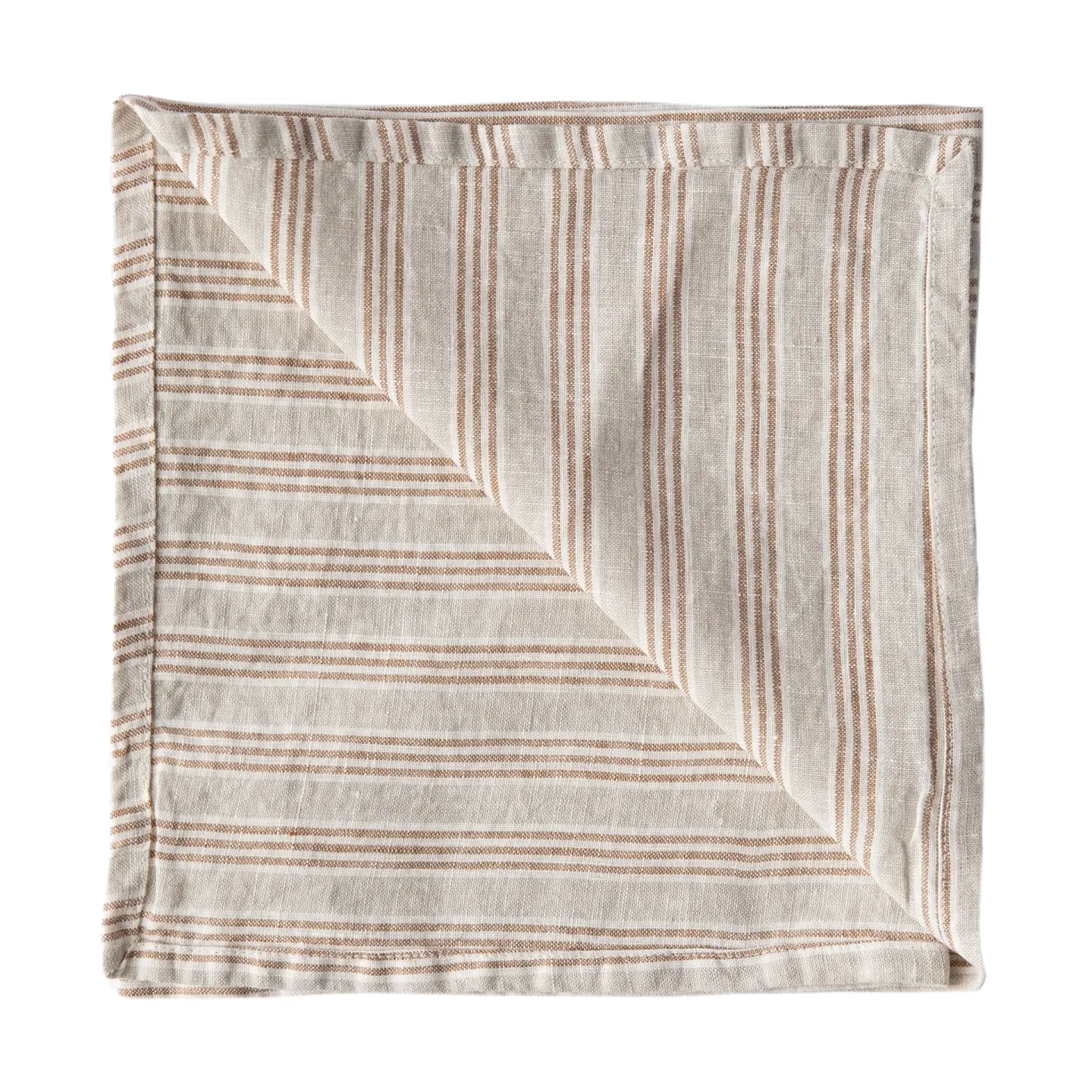 Tell Me More Washed linen Serviette Hazelnut stripe