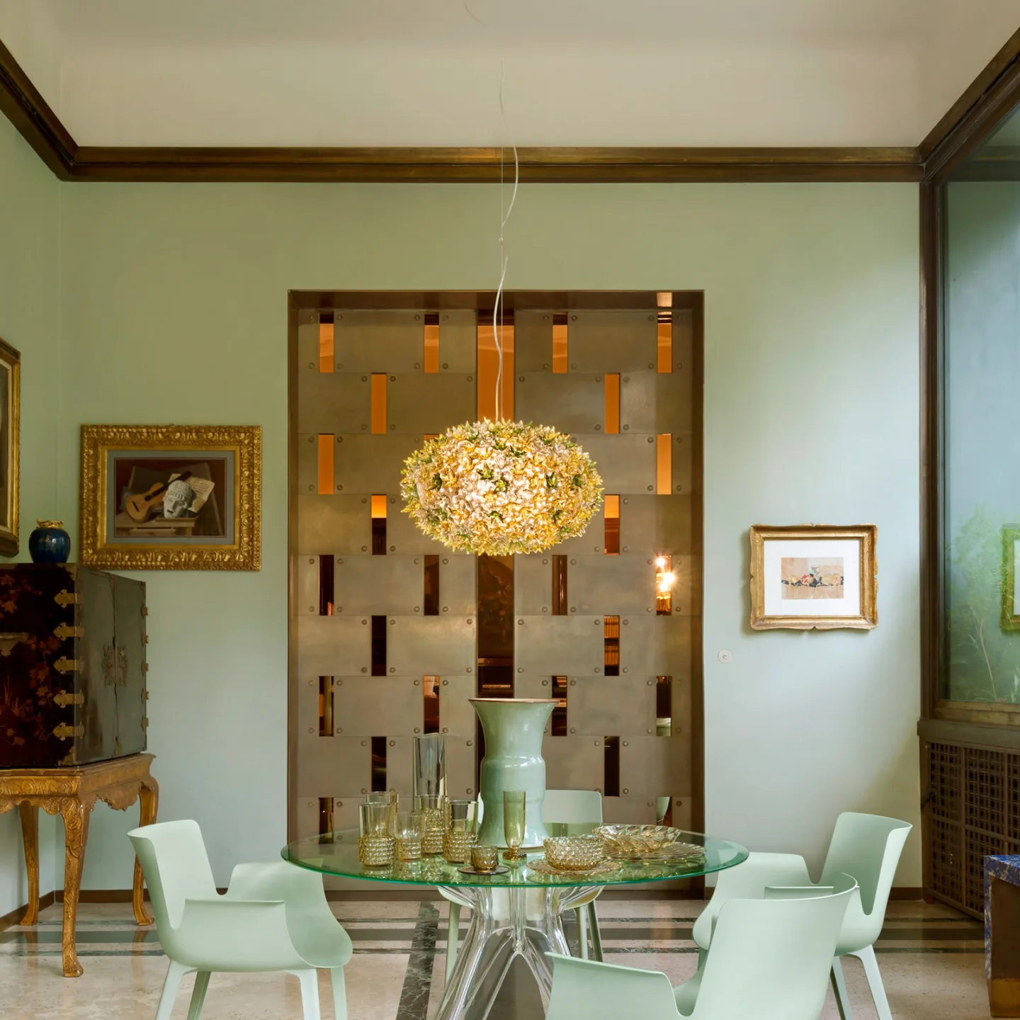 Big Bloom Pendelleuchte Minze - Kartell - Wohnzimmer - Design - Kunststoff - Einflammig