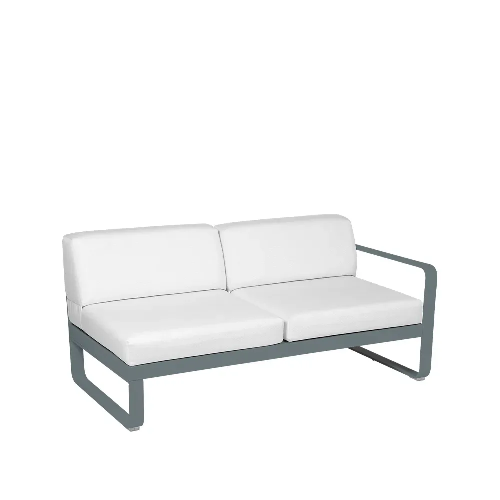 Fermob Bellevie Right modulsoffa 2-sits Storm grey (grå), off-white dyna
