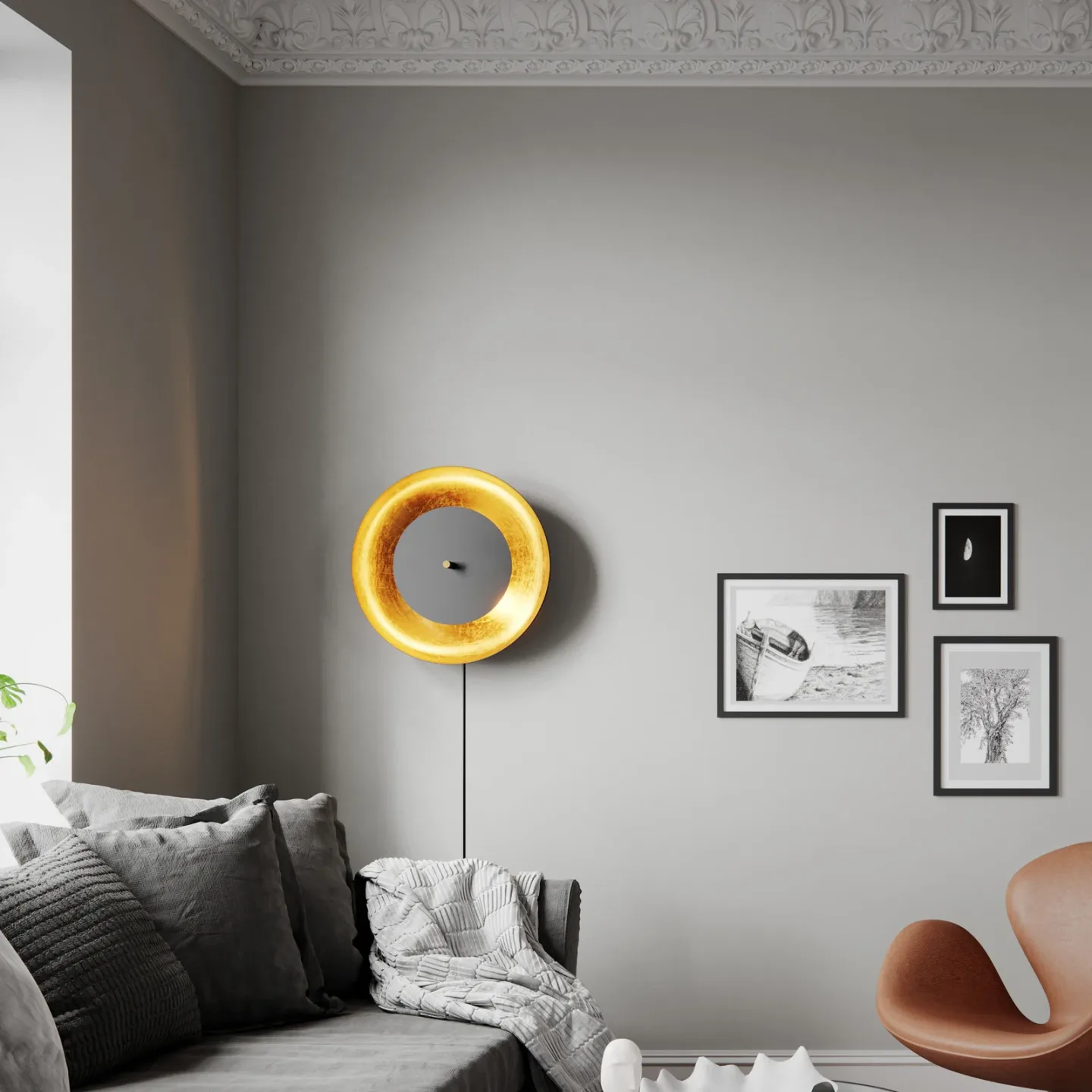 Shelby Vegglampe Matt Black/Gold - By Rydéns - Stue - Skandinavisk - Rund