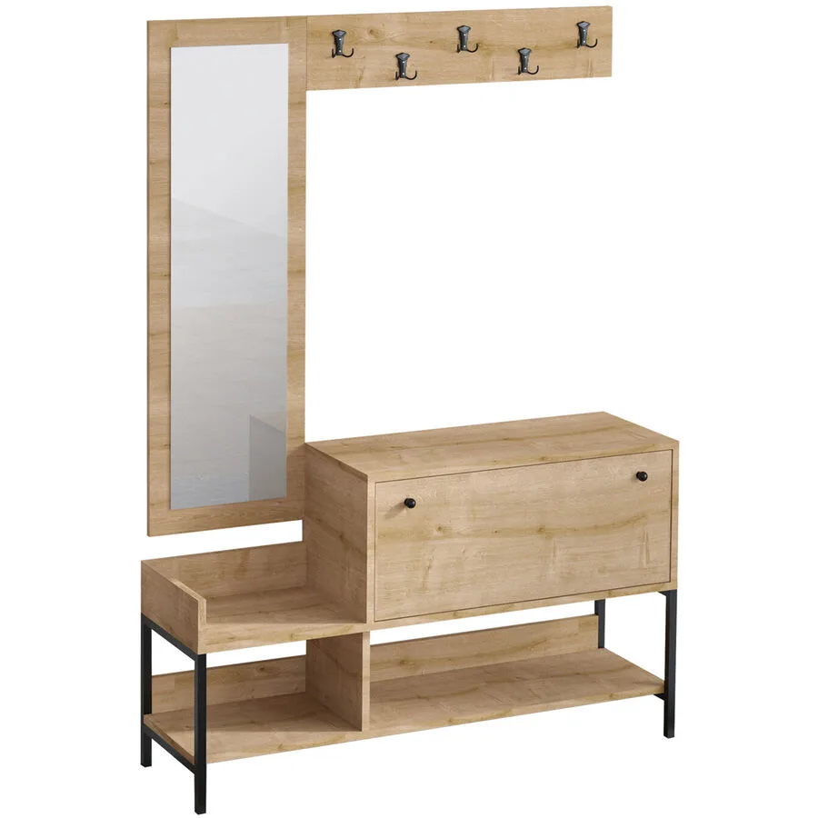 Schuhschrank Yemek eiche Melaminbeschichtete Spanplatte B 120 H 70 cm