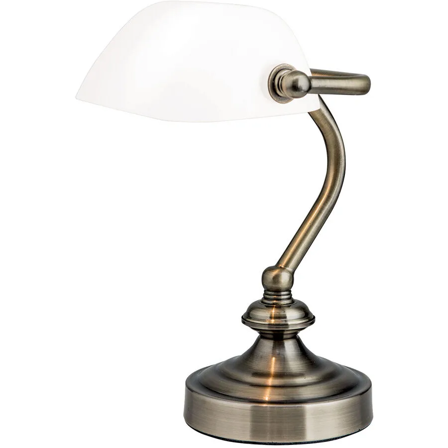 Tischlampe Bankerslamp Stahl 17 cm - Farbe: Opal glänzend