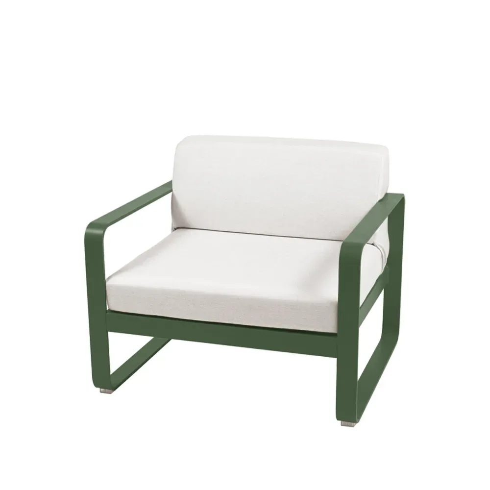 Fermob Bellevie fåtölj Cedar green (grön), off-white dyna
